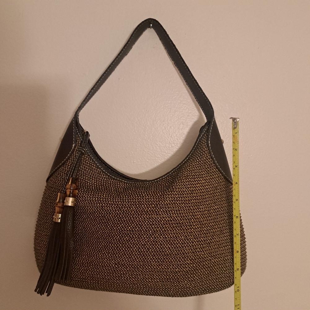 Talbots Vintage Bamboo Tassle Raffia Shoulder Bag - Picture 14 of 14